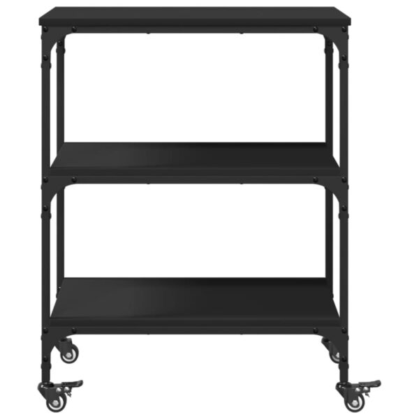 vidaXL Kitchen Trolley Black 23.6"x16.1"x29.9" Engineered Wood - Image 7