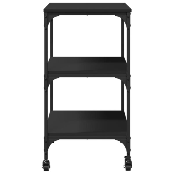 vidaXL Kitchen Trolley Black 23.6"x16.1"x29.9" Engineered Wood - Image 8