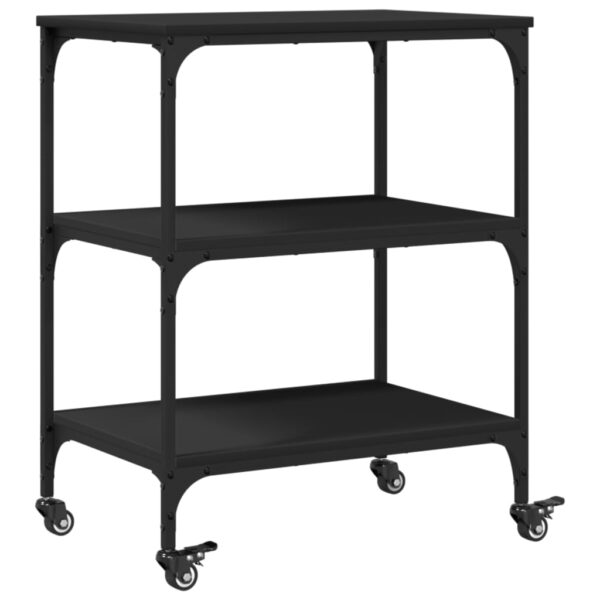 vidaXL Kitchen Trolley Black 23.6"x16.1"x29.9" Engineered Wood - Image 9