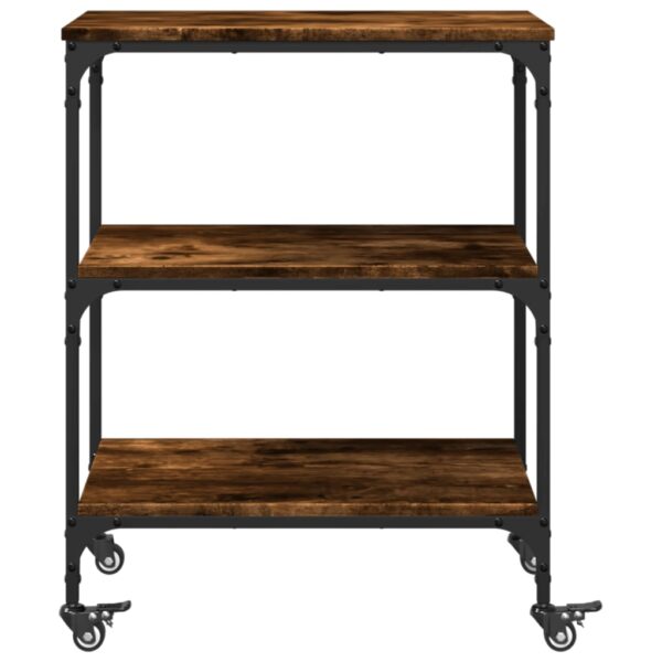 vidaXL Kitchen Trolley Smoked Oak 23.6"x16.1"x29.9" Engineered Wood - Image 7