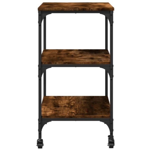 vidaXL Kitchen Trolley Smoked Oak 23.6"x16.1"x29.9" Engineered Wood - Image 8