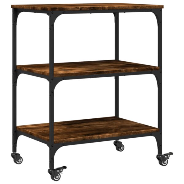 vidaXL Kitchen Trolley Smoked Oak 23.6"x16.1"x29.9" Engineered Wood - Image 9