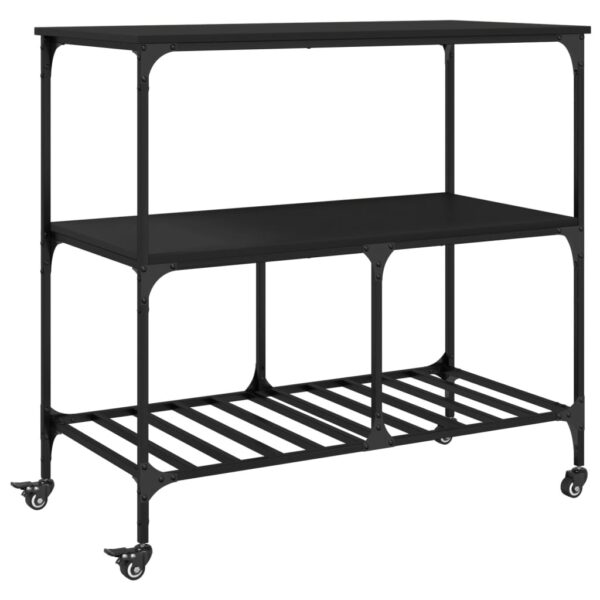 vidaXL Kitchen Trolley Black 39.4"x19.7"x37.4" Engineered Wood - Image 2