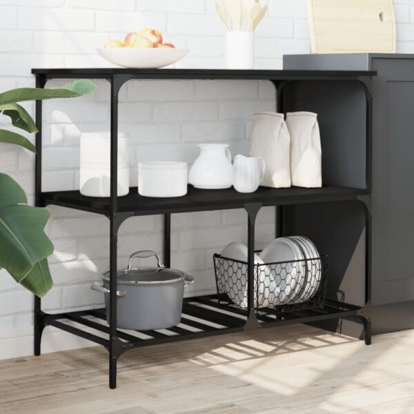 vidaXL Kitchen Trolley Black 39.4"x19.7"x37.4" Engineered Wood - Image 3