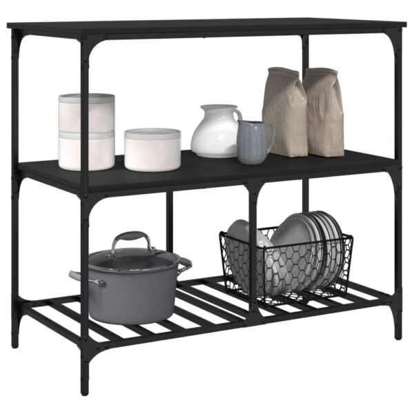 vidaXL Kitchen Trolley Black 39.4"x19.7"x37.4" Engineered Wood - Image 5