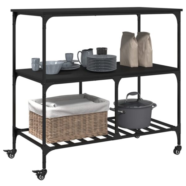 vidaXL Kitchen Trolley Black 39.4"x19.7"x37.4" Engineered Wood - Image 6