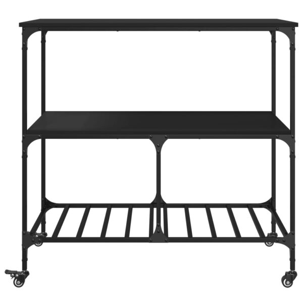 vidaXL Kitchen Trolley Black 39.4"x19.7"x37.4" Engineered Wood - Image 7