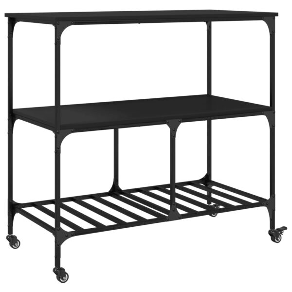 vidaXL Kitchen Trolley Black 39.4"x19.7"x37.4" Engineered Wood - Image 9