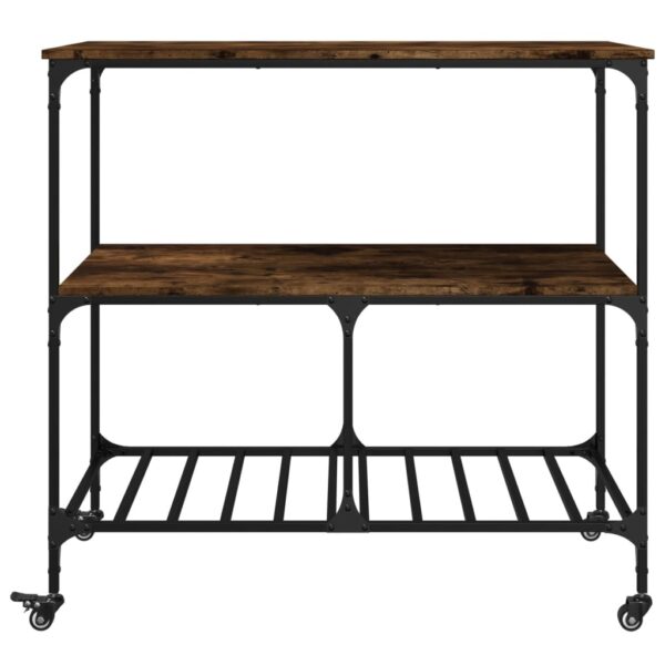 vidaXL Kitchen Trolley Smoked Oak 39.4"x19.7"x37.4" Engineered Wood - Image 7