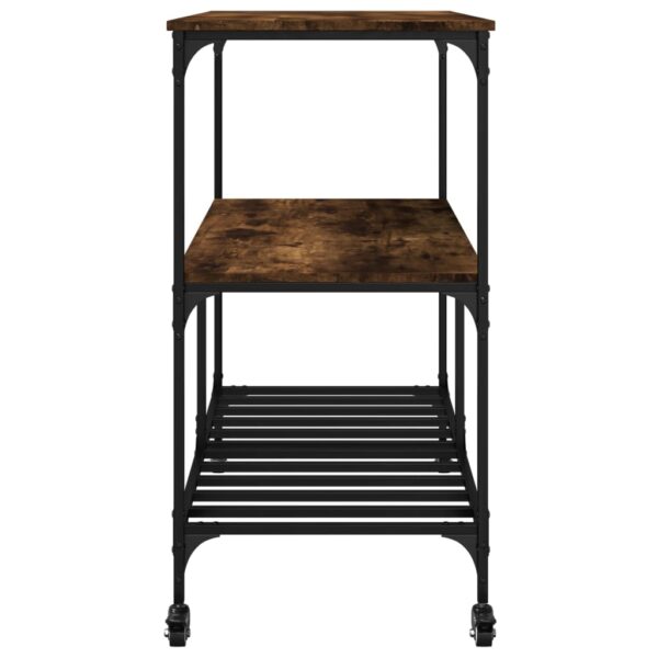 vidaXL Kitchen Trolley Smoked Oak 39.4"x19.7"x37.4" Engineered Wood - Image 8