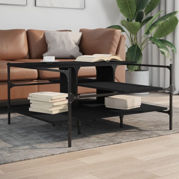 vidaXL Coffee Table Black 39.4"x39.4"x19.1" EngineeredÂ Wood