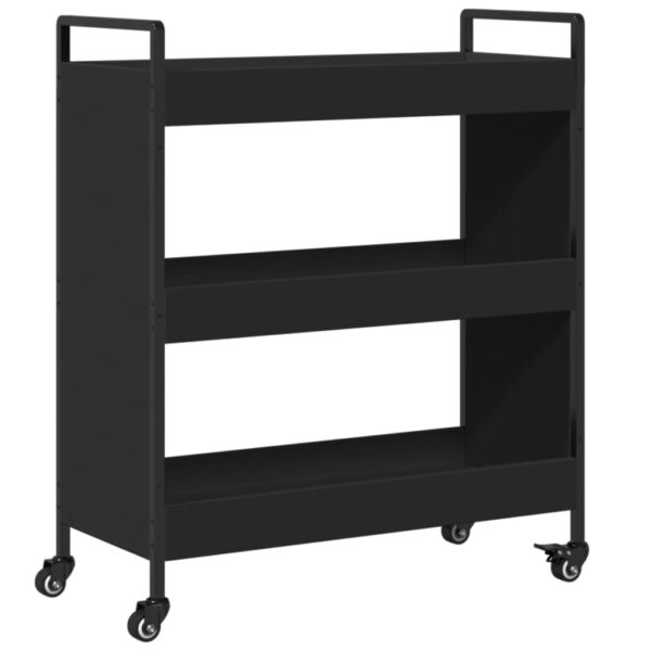 vidaXL Kitchen Trolley Black 27.6"x11.8"x32.3" Engineered Wood - Image 2