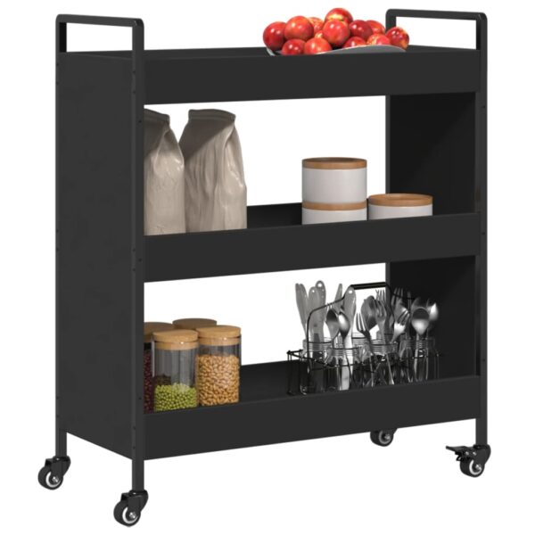 vidaXL Kitchen Trolley Black 27.6"x11.8"x32.3" Engineered Wood - Image 6