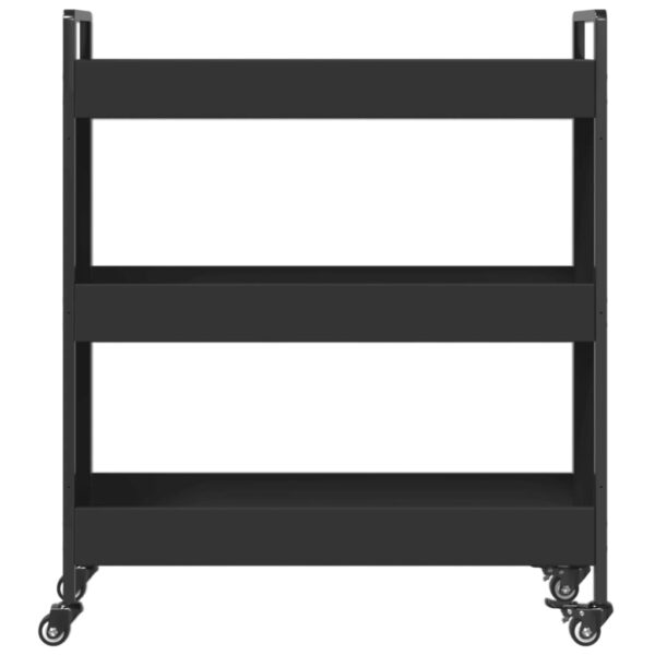 vidaXL Kitchen Trolley Black 27.6"x11.8"x32.3" Engineered Wood - Image 7