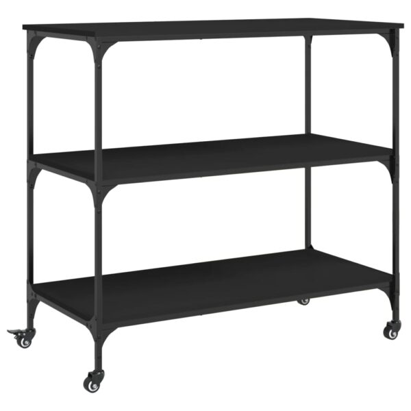 vidaXL Kitchen Trolley Black 40.2"x19.7"x37.4" Engineered Wood - Image 2