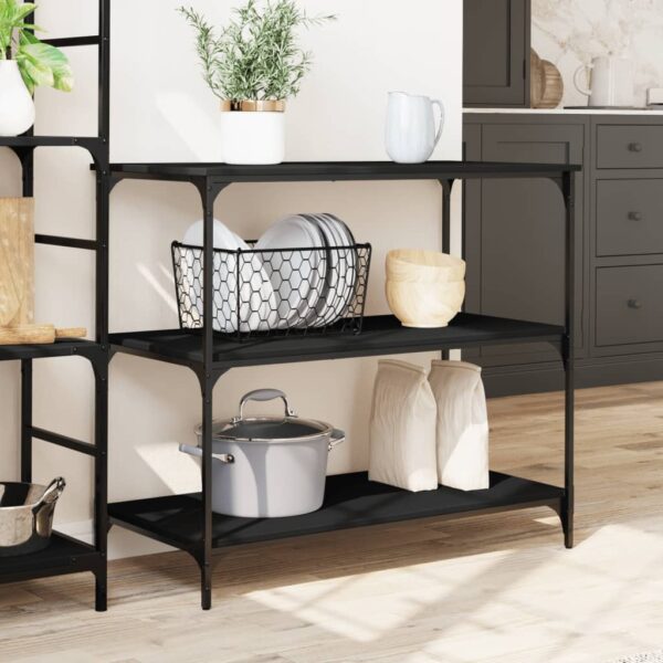 vidaXL Kitchen Trolley Black 40.2"x19.7"x37.4" Engineered Wood - Image 3