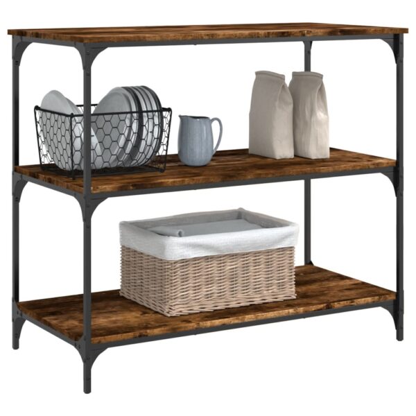 vidaXL Kitchen Trolley Smoked Oak 40.2"x19.7"x37.4" Engineered Wood - Image 5