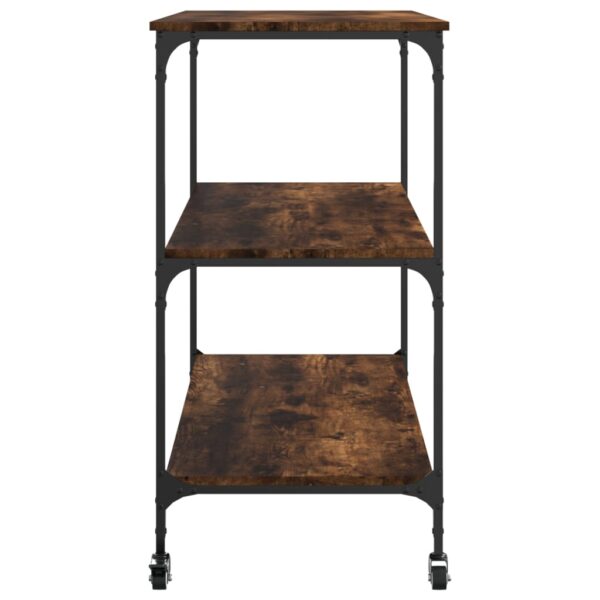 vidaXL Kitchen Trolley Smoked Oak 40.2"x19.7"x37.4" Engineered Wood - Image 8