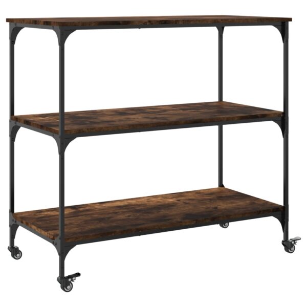 vidaXL Kitchen Trolley Smoked Oak 40.2"x19.7"x37.4" Engineered Wood - Image 9