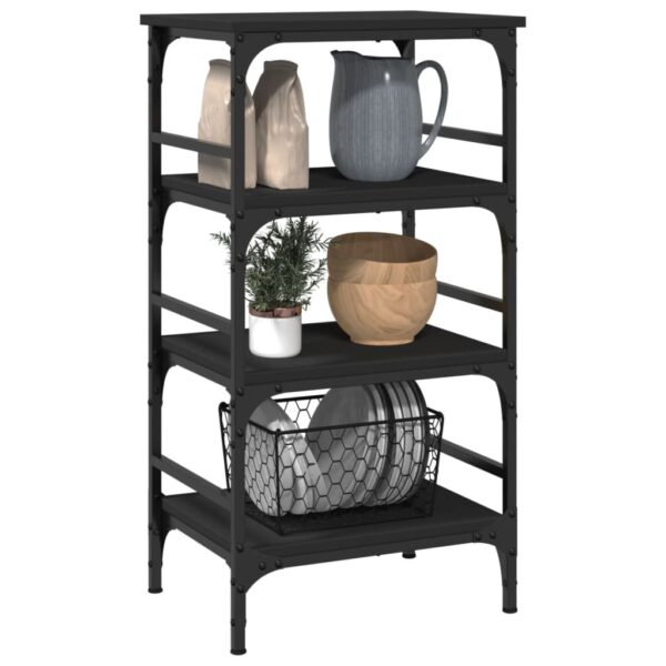 vidaXL Kitchen Trolley Black 17.7"x13.8"x35.2" Engineered Wood - Image 5