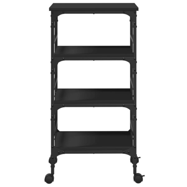 vidaXL Kitchen Trolley Black 17.7"x13.8"x35.2" Engineered Wood - Image 7