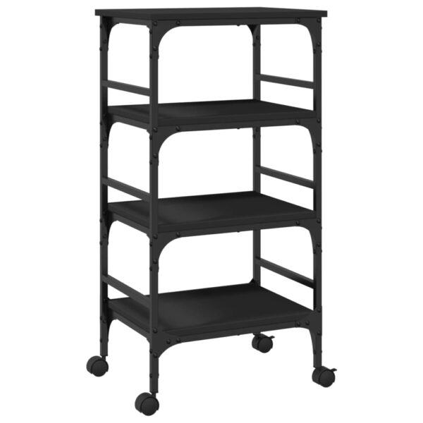 vidaXL Kitchen Trolley Black 17.7"x13.8"x35.2" Engineered Wood - Image 9