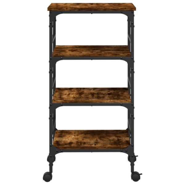 vidaXL Kitchen Trolley Smoked Oak 17.7"x13.8"x35.2" Engineered Wood - Image 7