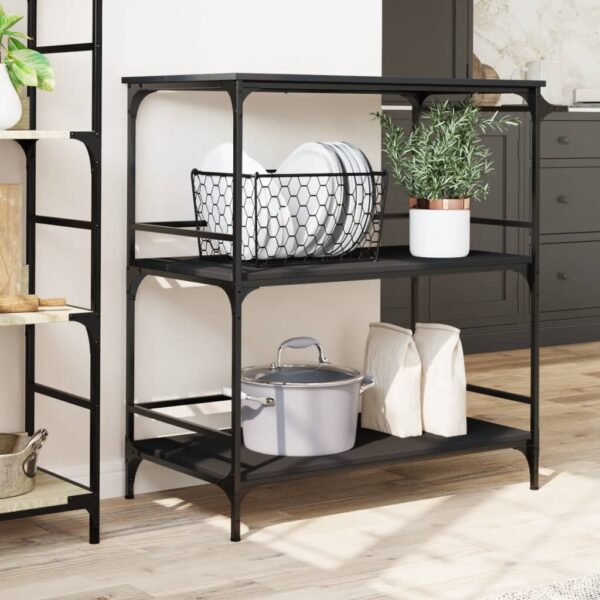 vidaXL Kitchen Trolley Black 39.6"x19.7"x41.3" Engineered Wood - Image 3