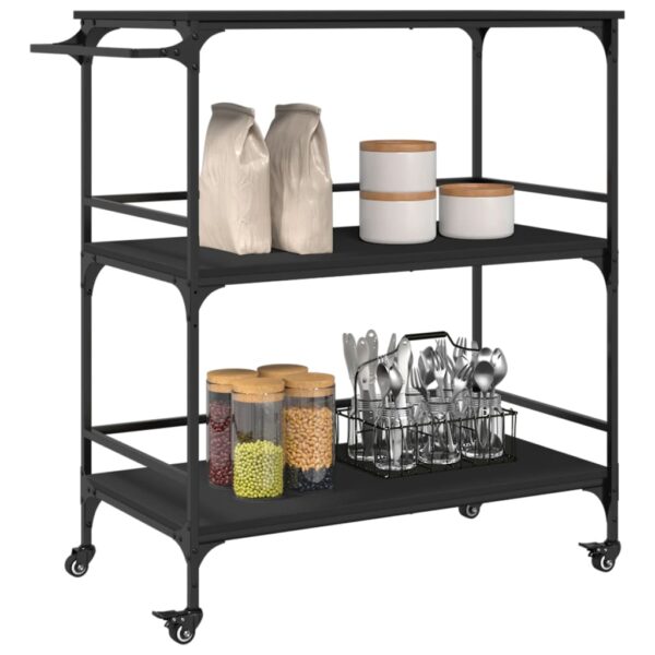 vidaXL Kitchen Trolley Black 39.6"x19.7"x41.3" Engineered Wood - Image 5