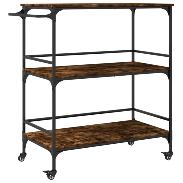 vidaXL Kitchen Trolley Smoked Oak 39.6"x19.7"x41.3" Engineered Wood - Image 2