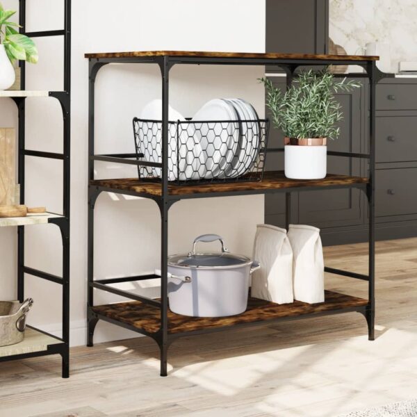 vidaXL Kitchen Trolley Smoked Oak 39.6"x19.7"x41.3" Engineered Wood - Image 3