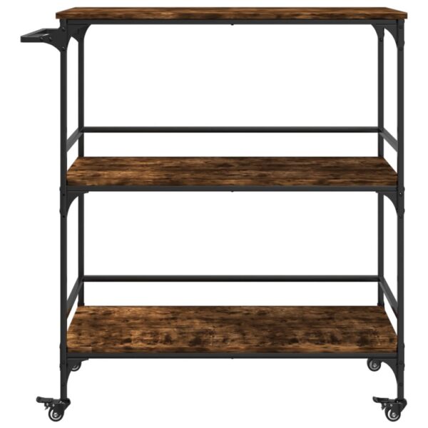 vidaXL Kitchen Trolley Smoked Oak 39.6"x19.7"x41.3" Engineered Wood - Image 7