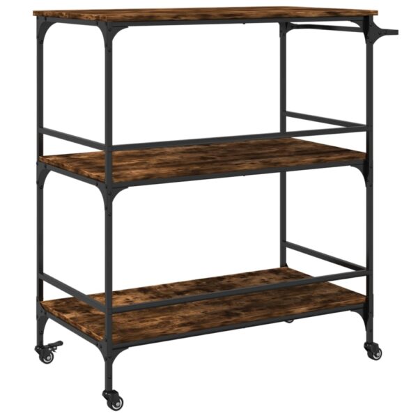 vidaXL Kitchen Trolley Smoked Oak 39.6"x19.7"x41.3" Engineered Wood - Image 9