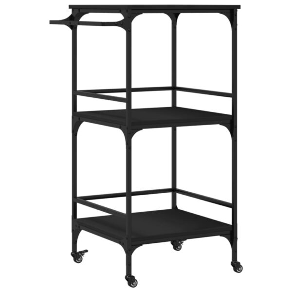 vidaXL Kitchen Trolley Black 23.8"x19.7"x41.3" Engineered Wood - Image 2