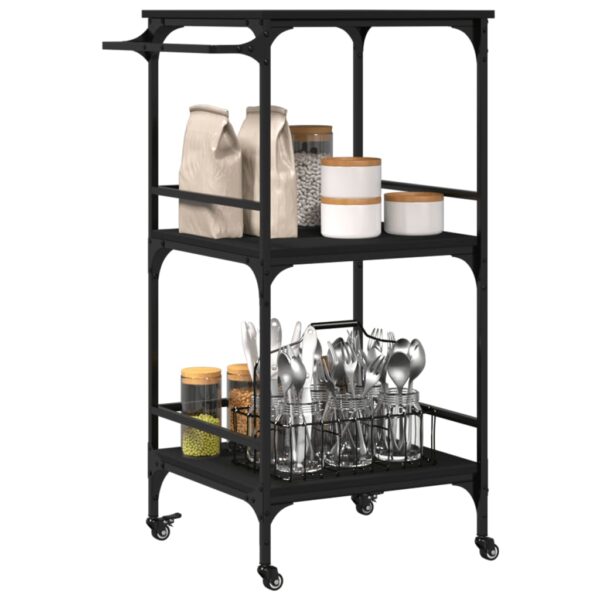 vidaXL Kitchen Trolley Black 23.8"x19.7"x41.3" Engineered Wood - Image 5