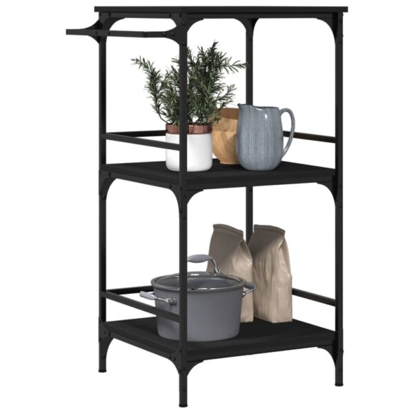 vidaXL Kitchen Trolley Black 23.8"x19.7"x41.3" Engineered Wood - Image 6