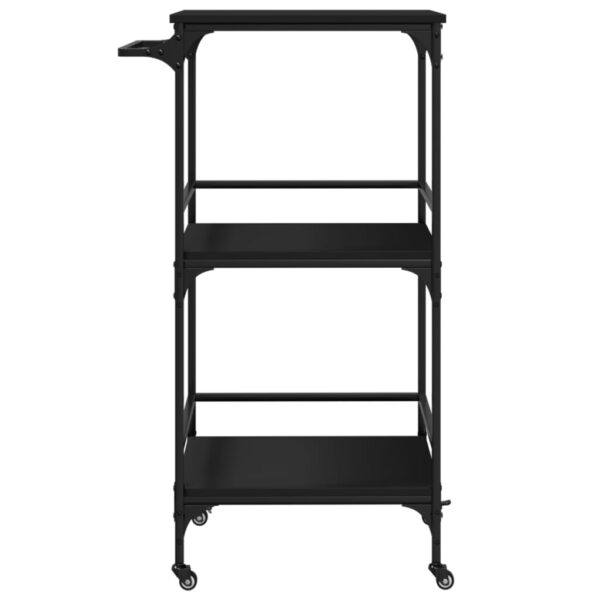 vidaXL Kitchen Trolley Black 23.8"x19.7"x41.3" Engineered Wood - Image 7