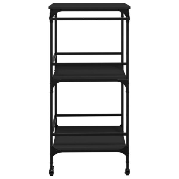 vidaXL Kitchen Trolley Black 23.8"x19.7"x41.3" Engineered Wood - Image 8