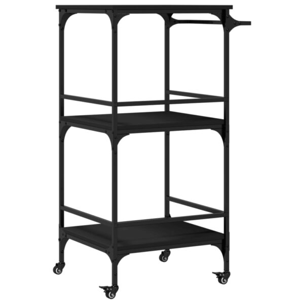 vidaXL Kitchen Trolley Black 23.8"x19.7"x41.3" Engineered Wood - Image 9