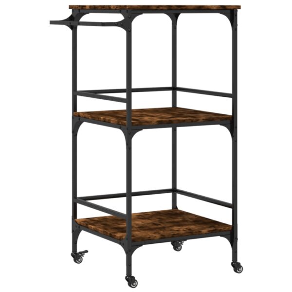 vidaXL Kitchen Trolley Smoked Oak 23.8"x19.7"x41.3" Engineered Wood - Image 2