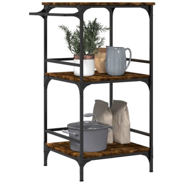 vidaXL Kitchen Trolley Smoked Oak 23.8"x19.7"x41.3" Engineered Wood - Image 6