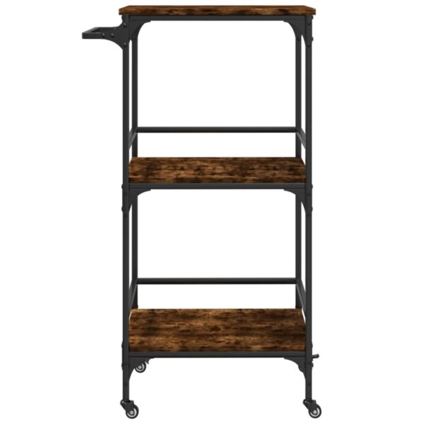 vidaXL Kitchen Trolley Smoked Oak 23.8"x19.7"x41.3" Engineered Wood - Image 7