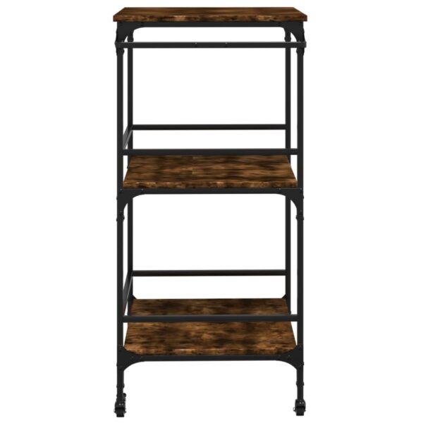 vidaXL Kitchen Trolley Smoked Oak 23.8"x19.7"x41.3" Engineered Wood - Image 8