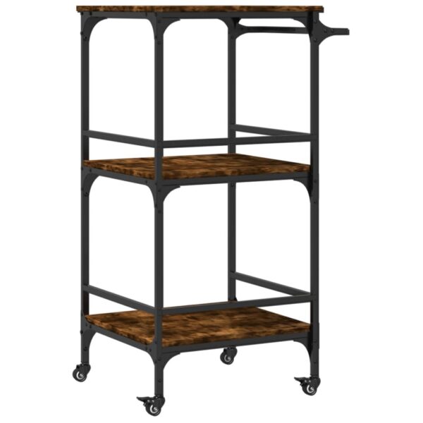 vidaXL Kitchen Trolley Smoked Oak 23.8"x19.7"x41.3" Engineered Wood - Image 9