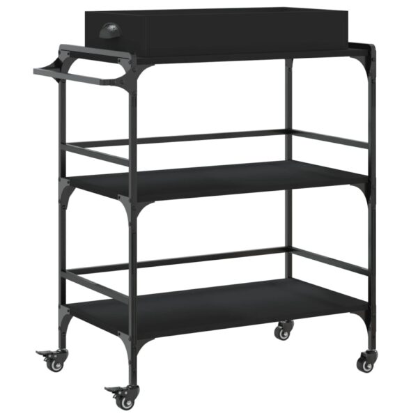 vidaXL Kitchen Trolley Black 32.1"x16.1"x36.4" Engineered Wood - Image 2