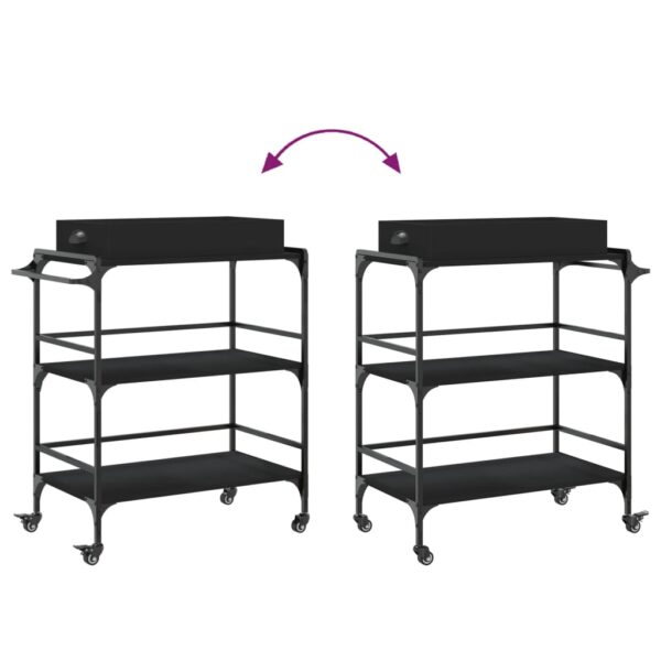 vidaXL Kitchen Trolley Black 32.1"x16.1"x36.4" Engineered Wood - Image 12