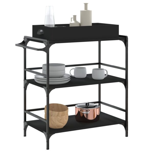 vidaXL Kitchen Trolley Black 32.1"x16.1"x36.4" Engineered Wood - Image 5