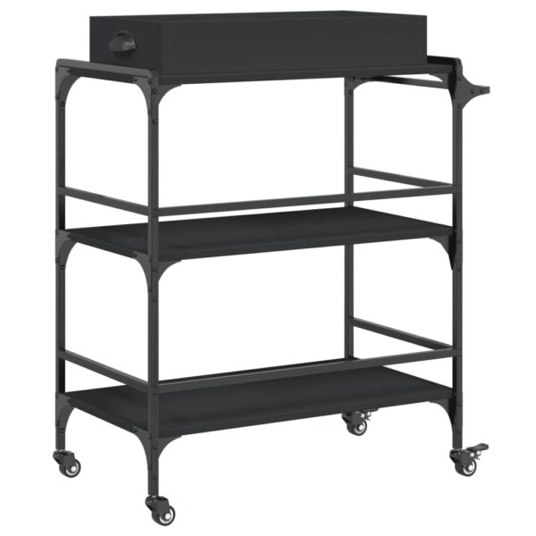 vidaXL Kitchen Trolley Black 32.1"x16.1"x36.4" Engineered Wood - Image 9