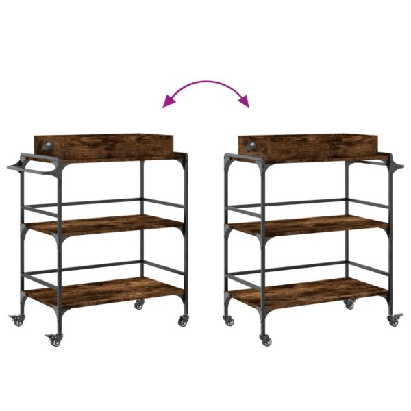 vidaXL Kitchen Trolley Smoked Oak 32.1"x16.1"x36.4" Engineered Wood - Image 12