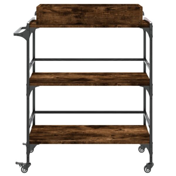 vidaXL Kitchen Trolley Smoked Oak 32.1"x16.1"x36.4" Engineered Wood - Image 7